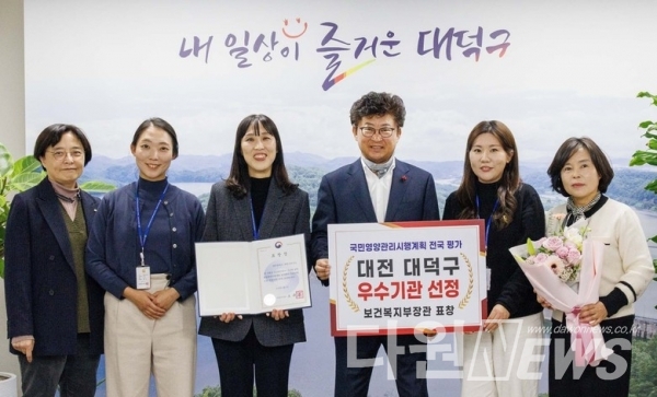 대전 대덕구는 보건복지부가 주관한 ‘2023년 국민영양관리시행계획 평가’에서 우수기관으로 선정돼 보건복지부장관 표창을 수상했다