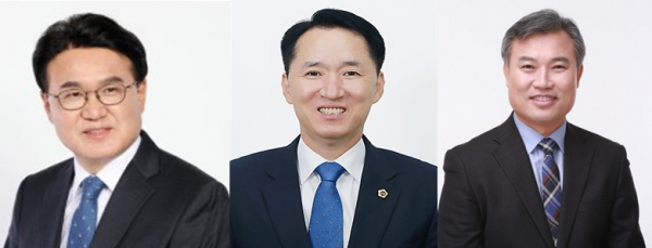 진 왼쪽부터)더불어민주당 대전시당위원장 공모에 황운하 국회의원과 권중순 전 대전시의회 의장, 정기현 전 대전시의원 등 3명이 지원했다.